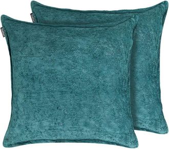 Beliani Beliani - Set of 2 Scatter Cushions Square Throw Pillow 50 x 50 cm Teal Blue Verpis
