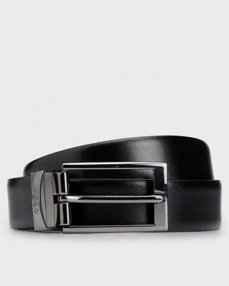 HUGO BOSS Hugo Elvio Mens Reversible Leather Belt with Branded Keeper - Black - Size 34 (Waist)