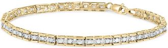 House of Brilliance 10K Yellow Gold 1.0 Cttw Round Diamond Pave Link Bracelet
