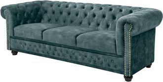 Global Interiors 3-Sitzer Sofa New Chesterfield mit Samtbezug - Petrol