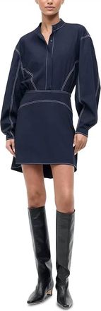 Staud Kiln Long Sleeve Mini Dress In Navy