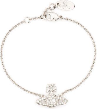 Vivienne Westwood Orb-charm bracelet - women - Crystal/Platinum Plated Brass - OS - Silver