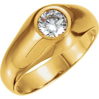 Pompeii3 1.50CT Mens Diamond Solitaire Ring 14K Yellow Gold