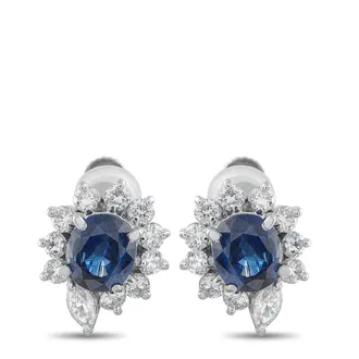 Luxury Bazaar Platinum 0.89ct Diamond and Sapphire Earrings MF33-041426
