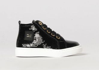 Elisabetta Franchi La Mia Bambina Monogram Patent Leather High-Top Sneakers