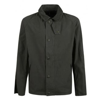 Barbour Light Jackets, male, Green, L, Casual Jacket in Washed Olive Cotton