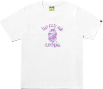A Bathing Ape x Aespa College Relaxed Fit T-Shirt White 1M73-110-911-WHT