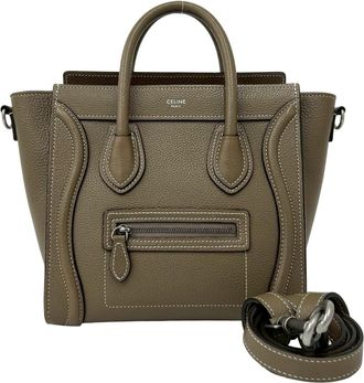 Celine Beige Leather Handbag Shoulder Bag Tote Bag (Pre-Owned)