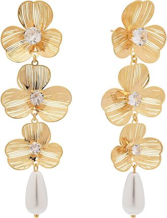 Eye Candy Los Angeles Solana Bloom Faux Pearl Drop Earrings in Gold at Nordstrom Rack
