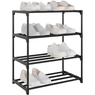 OEM Schoenenrek - 4 Niveles - Tubos De Acero Grueso Y Conectores De Pl&aacute;stico Reforzado - Para Entrada Habitaci&oacute;n O Dormitorio Estudiantil - 44 X 28 X 53 C