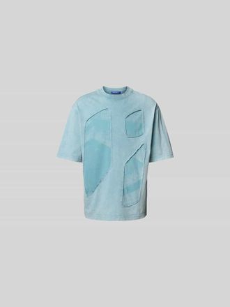 A-Cold-Wall* T-Shirt mit geripptem Rundhalsausschnitt in Jeansblau, Gr&ouml;&szlig;e XL