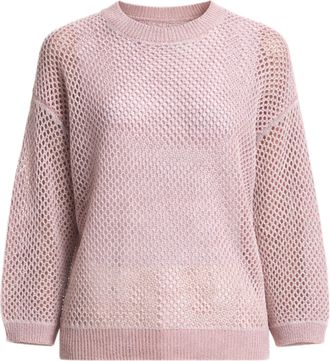 PESERICO Loose Open-Knit Sweater With Honeycomb Pattern