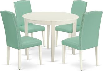 East West Furniture Dining Room Set Linen White, BOEN5-LWH-57