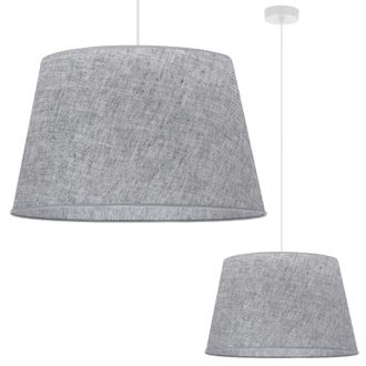 OEM L&aacute;mpara Colgante, Cono De Lino, Blanco, 1 Plana, Pantalla Gris L03 44cm