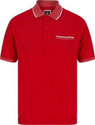 Generic New Adults Premium Chest Pocket Casual Wear Tipped Polo T-Shirts Sizes S to XXL (Red (Jacquard), XL)