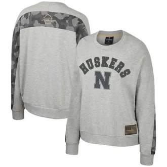 Colosseum Womens Colosseum Heather Gray Nebraska Huskers OHT Military Appreciation Flag Rank Dolman Pullover Sweatshirt at Nordstrom, Size Medium