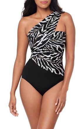 Magic Suit By Miraclesuit Sand Tracks Goddess Convertible Strap One-Piece Swimsuit in Black/White at Nordstrom, Size 14