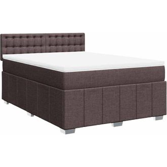 vidaXL Vidaxl - Cama Box Spring Con Colch&oacute;n Tela Marr&oacute;n Oscuro 140x190 Cm