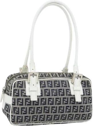 Fendi Pre-owned Zucchino Canvas Hand Bag - Dames - Vintage Schoudertas - Blauw - ONE Size - Leer - Vintage