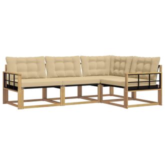 vidaXL Conjunto De Sof&aacute;s De Exterior Con Coj&iacute;n 4 Pcs Y Beige Vidaxl