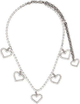 Alessandra Rich crystal heart necklace - women - Metal/Crystal - One Size - Silver
