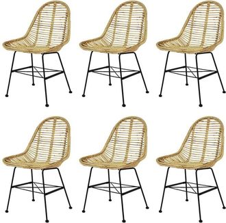 vidaXL Dining Chairs 6 pcs Natural Rattan vidaXL