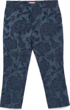 Kenzo Peonies Cropped Broeken - Dames - Vrijetijds broeken - Blauw - S - Katoen - Broeken