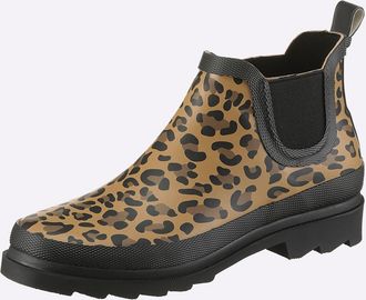 Heine Gummistiefelette HEINE, Damen, Gr. 36, gelb (camel, schwarz), Gummi, Schuhe Gummistiefelette