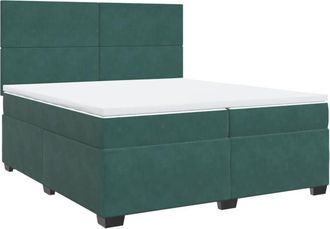 vidaXL Cama Box Spring Con Colch&oacute;n Terciopelo Verde Oscuro 200x200 Cm Vidaxl