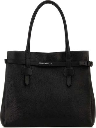 Dsquared2 Black Leather Twin Shopping Bag