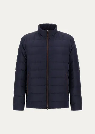 Herno Mens Suede-Trim Nylon Bomber Jacket