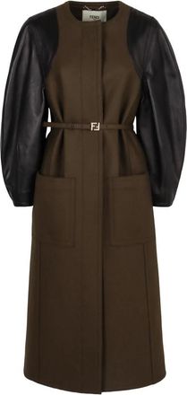 Fendi Groene wollen coconjas - Dames - Jas met riem - Groen - S - Wol - Jassen