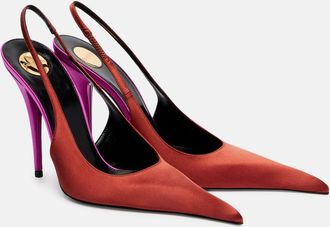 Saint Laurent Deroche 110 cr&ecirc;pe satin slingback pumps