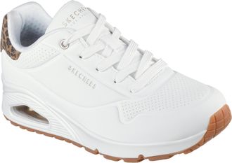 Skechers Sneaker SKECHERS UNO-JUNGLE NITE, Damen, Gr. 35, bunt (wei&szlig;, leo), Lederimitat, animal-print, Schuhe Sneaker, Schn&uuml;rschuh, Freizeitschuh mit Wedge-Abs