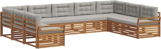 vidaXL Conjunto De Sof&aacute;s De Exterior 9 Uds. Gris Natural Y Claro Vidaxl