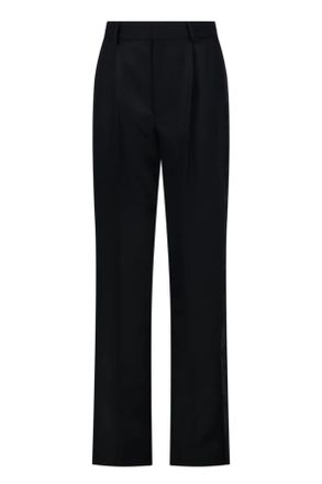 Victoria Beckham Black Straight Leg Tailored Front-Darts Polyester-Blend Pants