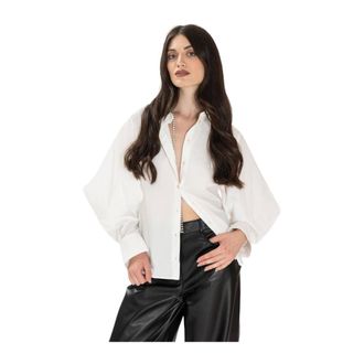 Erika Cavallini Semi Couture Shirts, female, White, M, Camicia con maniche ampie con spacchi cotone