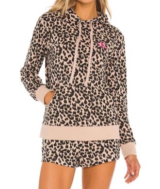 Calvin Klein Glisten Lounge Hoodie In Leopard Honey Almond