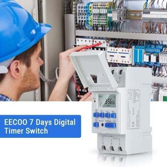 OEM Rel&eacute; Temporizador Ac 220v 15a - Montaje En Riel Din - Lcd Programable - 16 Grupos - Uso Industrial Y Dom&eacute;stico - Crezuo