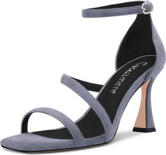 Castamere Women Mid Heel Open Toe Sandals Ankle Strap Gladiator Wedding Dress 8.5 CM Heels Grey 6.5 UK