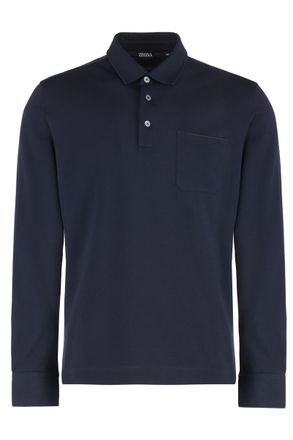 Ermenegildo Zegna Long Sleeve Cotton Polo Shirt