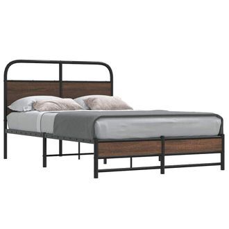 Berkfield Home Bed Frame without Mattress 140x200 cm Brown Oak Engineered Wood