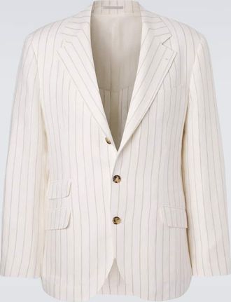 Brunello Cucinelli Blazer de sarga de lino a rayas