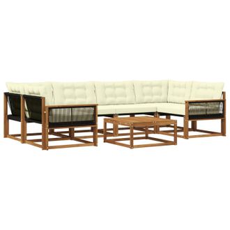 vidaXL Conjunto De Sof&aacute;s De Exterior Con Coj&iacute;n 7 Pcs Natural Y Crema Vidaxl