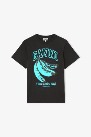 Ganni Mixed T-shirt with Blue Banana - Size XXS Organic Cotton
