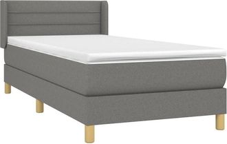 vidaXL Cama Box Spring Con Colch&oacute;n Tela Gris Oscuro 80x200 Cm Vidaxl