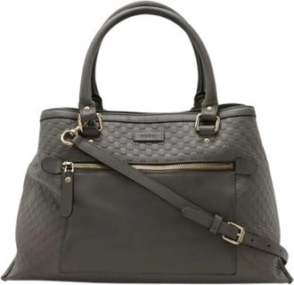 Gucci Pre-owned Handbags, female, Gray, Size: ONE SIZE Pre-owned MicroGuccissima Tote Bag