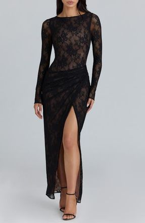 House of CB Sapphira Lace Gown in Black at Nordstrom, Size X-Small