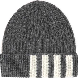 Thom Browne Grey Iconic Beanie Hat