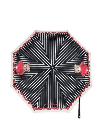 Moschino striped-print umbrella - Zwart